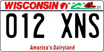 WI license plate 012XNS