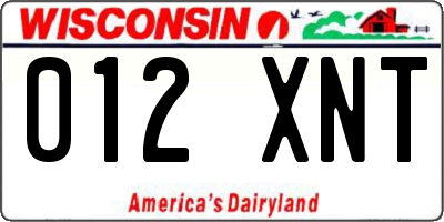WI license plate 012XNT