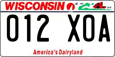 WI license plate 012XOA