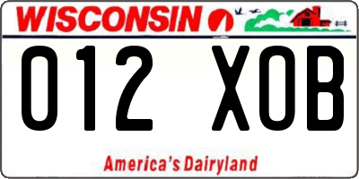 WI license plate 012XOB