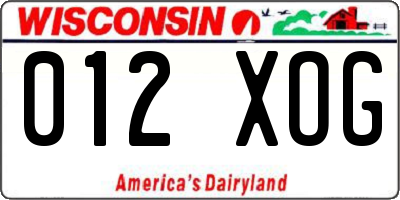 WI license plate 012XOG