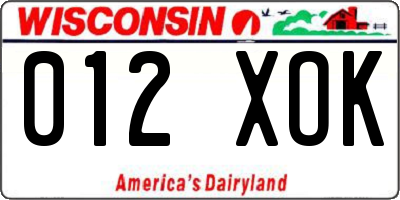WI license plate 012XOK