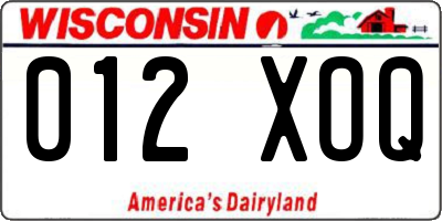 WI license plate 012XOQ