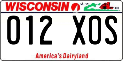 WI license plate 012XOS