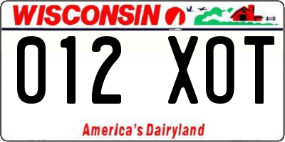WI license plate 012XOT
