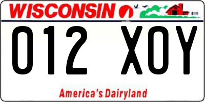 WI license plate 012XOY
