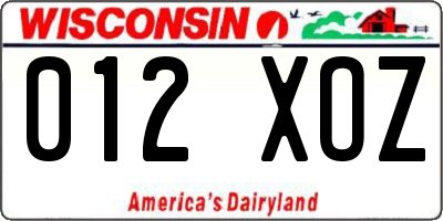 WI license plate 012XOZ