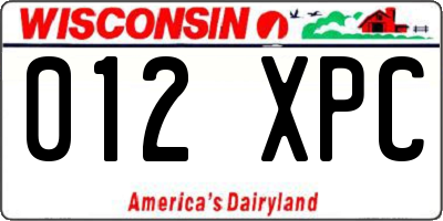 WI license plate 012XPC