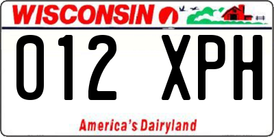 WI license plate 012XPH