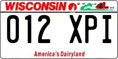 WI license plate 012XPI