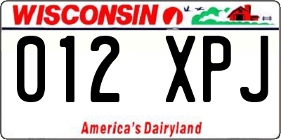 WI license plate 012XPJ