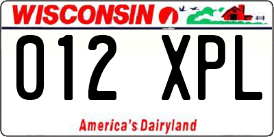 WI license plate 012XPL