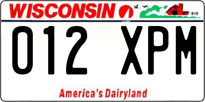 WI license plate 012XPM
