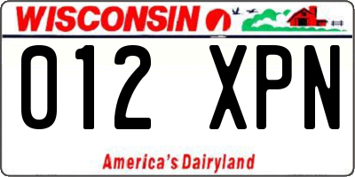 WI license plate 012XPN