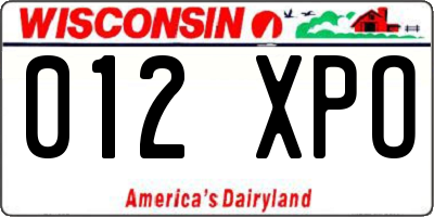 WI license plate 012XPO
