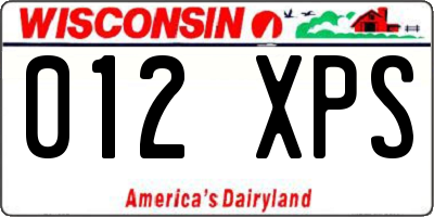 WI license plate 012XPS