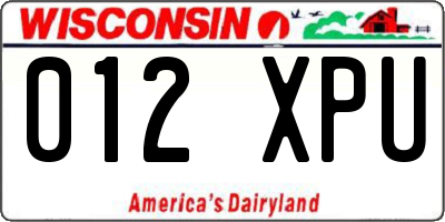 WI license plate 012XPU