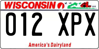WI license plate 012XPX