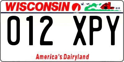 WI license plate 012XPY