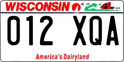 WI license plate 012XQA
