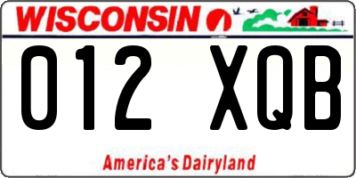 WI license plate 012XQB