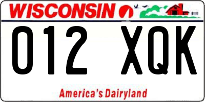 WI license plate 012XQK