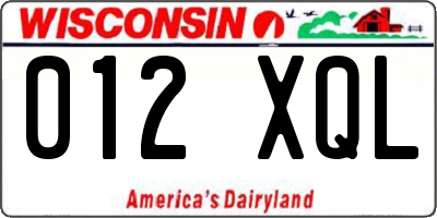 WI license plate 012XQL