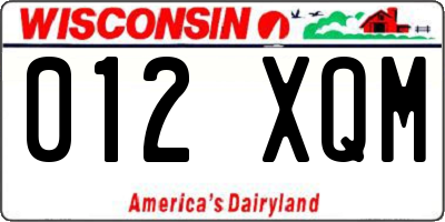 WI license plate 012XQM