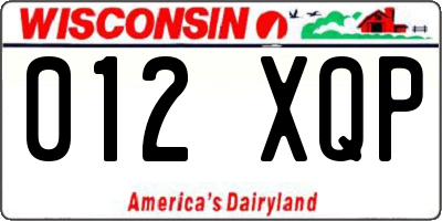 WI license plate 012XQP