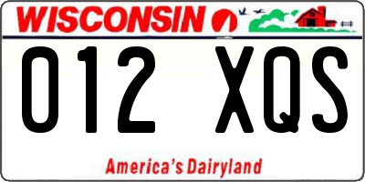 WI license plate 012XQS