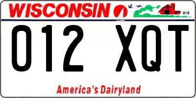 WI license plate 012XQT