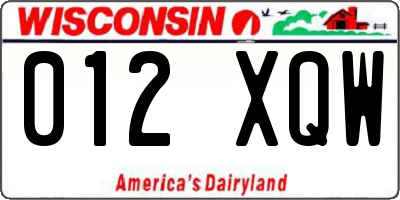 WI license plate 012XQW