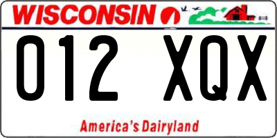 WI license plate 012XQX