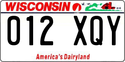 WI license plate 012XQY