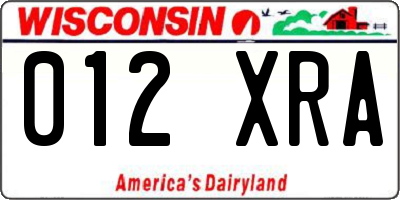WI license plate 012XRA