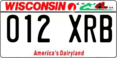 WI license plate 012XRB