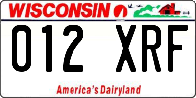 WI license plate 012XRF