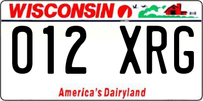 WI license plate 012XRG