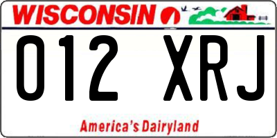 WI license plate 012XRJ