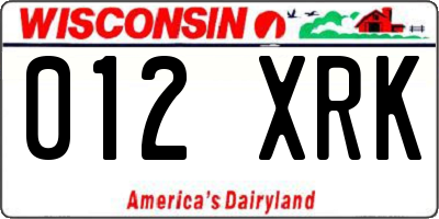 WI license plate 012XRK