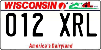 WI license plate 012XRL
