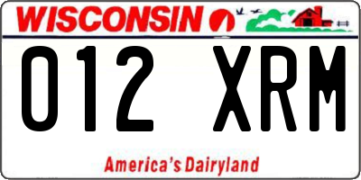 WI license plate 012XRM