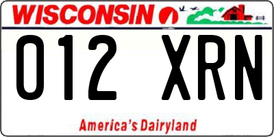 WI license plate 012XRN