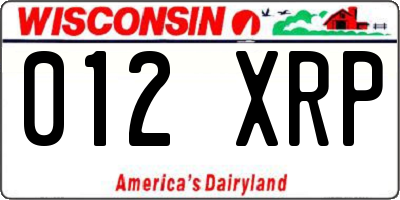 WI license plate 012XRP