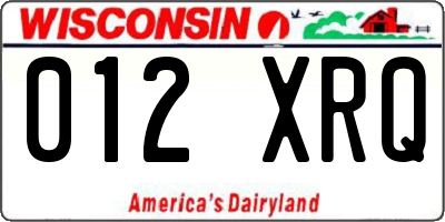 WI license plate 012XRQ