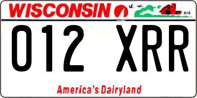 WI license plate 012XRR