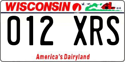 WI license plate 012XRS