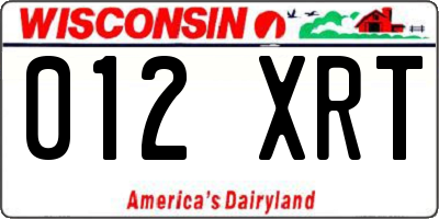WI license plate 012XRT
