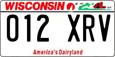 WI license plate 012XRV