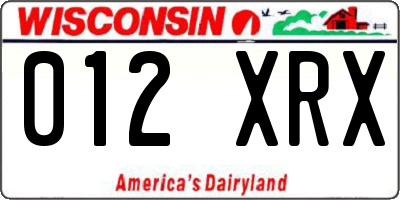 WI license plate 012XRX